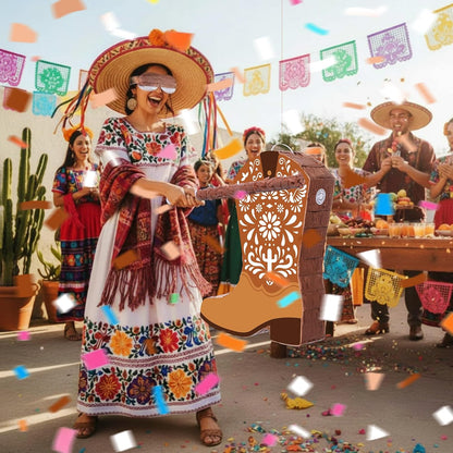 Sotiff Western Piñata Mexicanos Boots Piñata with Stick Blindfold Confetti for West Cielito Lindo Platos De Barro Themed Birthday Party Game Favors Decor 15 x 12 Inches