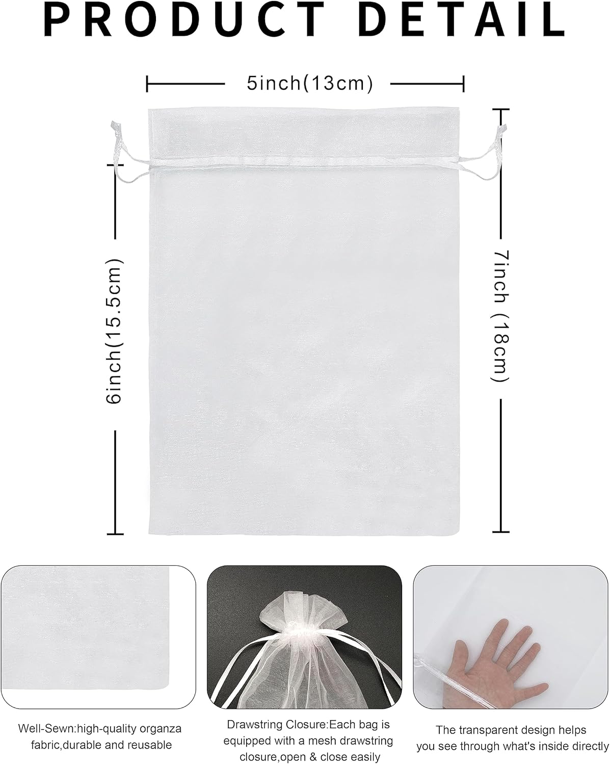 Jexila 120PCS Sheer Organza Bags 5X7 inches Mesh Drawstring Gift Bags Small for Jewelry Wedding Party Baby Shower Favor Bags (Rainbow )
