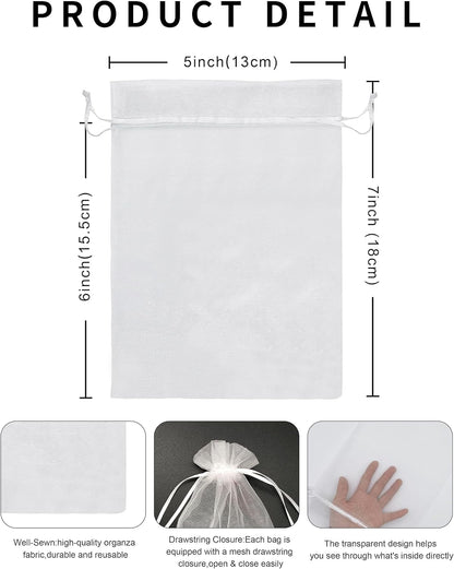 Jexila 120PCS Sheer Organza Bags 5X7 inches Mesh Drawstring Gift Bags Small for Jewelry Wedding Party Baby Shower Favor Bags (Rainbow )
