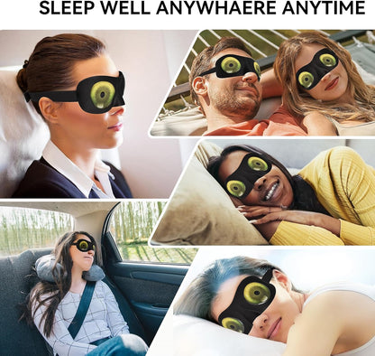 SkiBeau Cute 3D Sleeping Eye Mask Funny Blindfold 2 Pack Travel Sleep Masks Super Soft Weird Eye Cover for Men Women and Kids