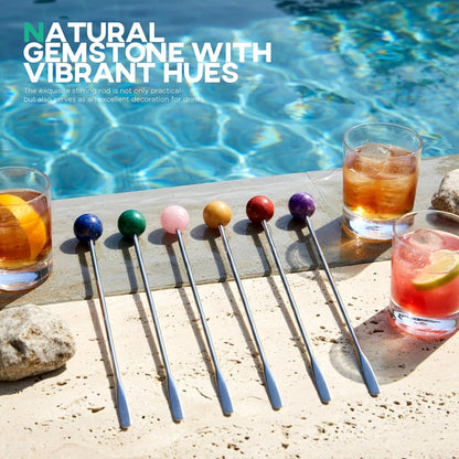 Homestia 7.5" Stainless Steel Cocktail Stirrers with Cute Animal Design, Set of 6 Reusable Swizzle Sticks for Coffee, Martini, Drinks - Dishwasher Safe Metal Bar Tools Stir Sticks