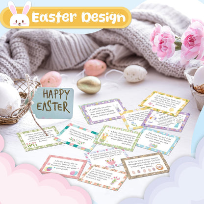 Nature Scavenger Hunt Cards, Bunny Easter Egg Hunt Clue Cards for Adults Family Friends, Spring Camping Treasure Riddle Party Game Indoor Activities - A01