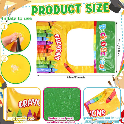Back to School Decorations Inflatable Balloons Photo Booth Props Frame 40'' Apple Photo Props Pencil Selfie Frame Welcome First Day of School Picture Selfie for Party Decoration(Apple)