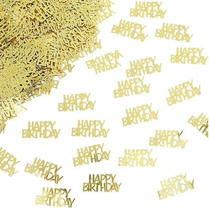 Gold Happy Birthday Confetti, Table Paper Scatter Golden Birthday Decorations for Party (0.03 lbs)