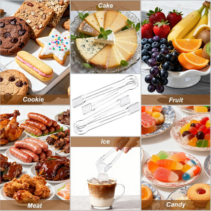 10 Pcs Clear Plastic Serving Tongs, 6.3 Inch Small Disposable Plastic Tongs for Food, Buffet, Party, Salad, Ice, Candy, Appetizer, Catering, Easy to Hold and Clean