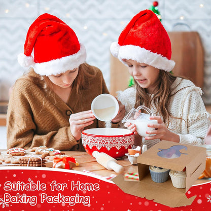 WINKIO 24pcs White Cookie Boxes, 4x4x2.5 Inches Bakery Boxes with Window, for Mini Cake Treat Dessert Pastry Donuts Macaroon Strawberries Chocolate Candy (with Stickers)