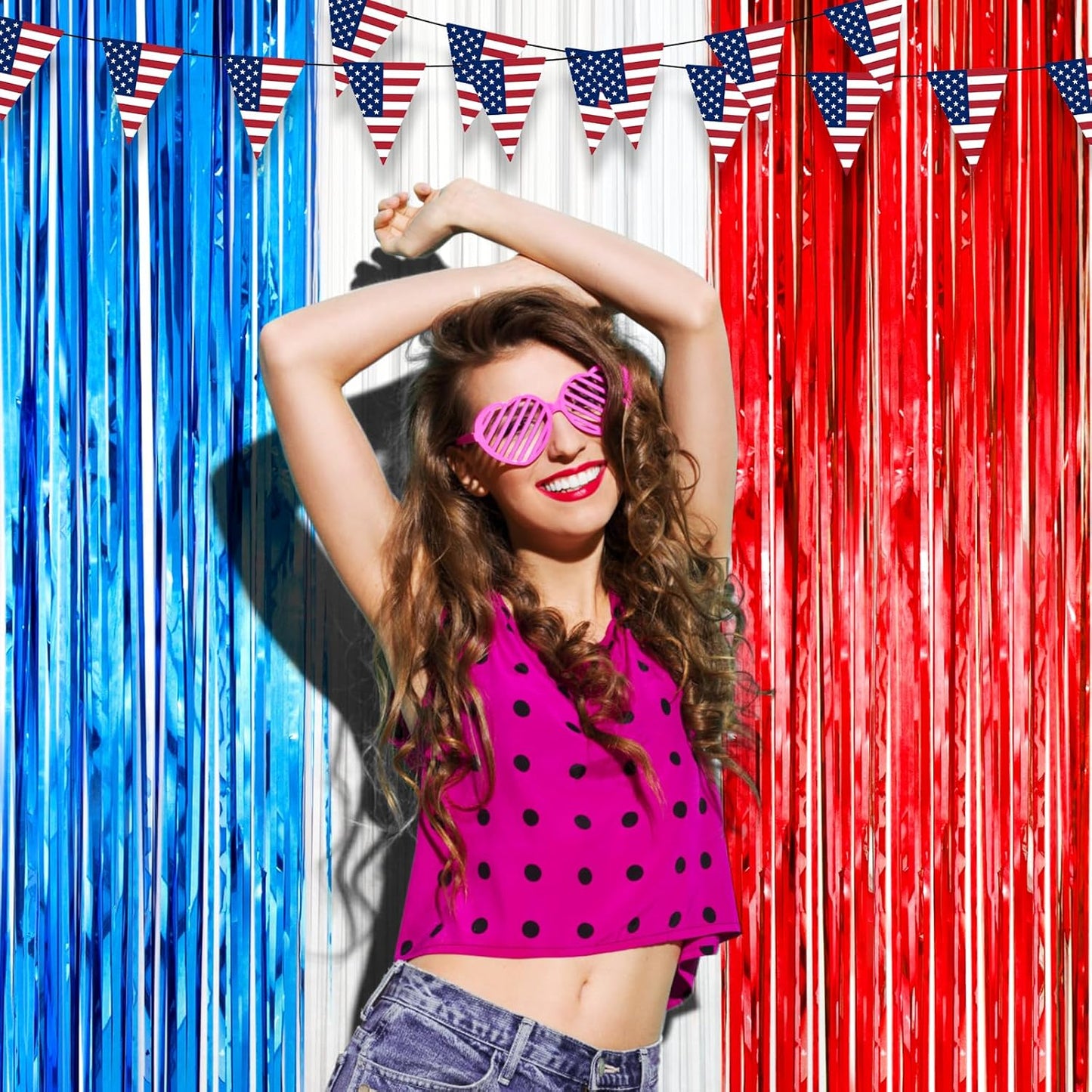 Voircoloria 3 Pack 3.3x8.2 Feet Gold Foil Fringe Backdrop Curtains, Tinsel Streamers, Fringe Backdrop for 2025 New Years Eve, Graduation, Birthday, Baby Shower, Gender Reveal, Disco Party - Colors A