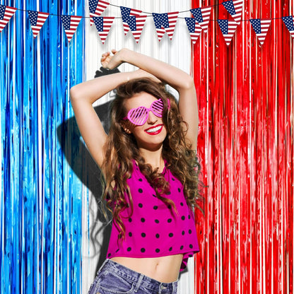 Voircoloria 3 Pack 3.3x8.2 Feet Gold Foil Fringe Backdrop Curtains, Tinsel Streamers, Fringe Backdrop for 2025 New Years Eve, Graduation, Birthday, Baby Shower, Gender Reveal, Disco Party - Colors A