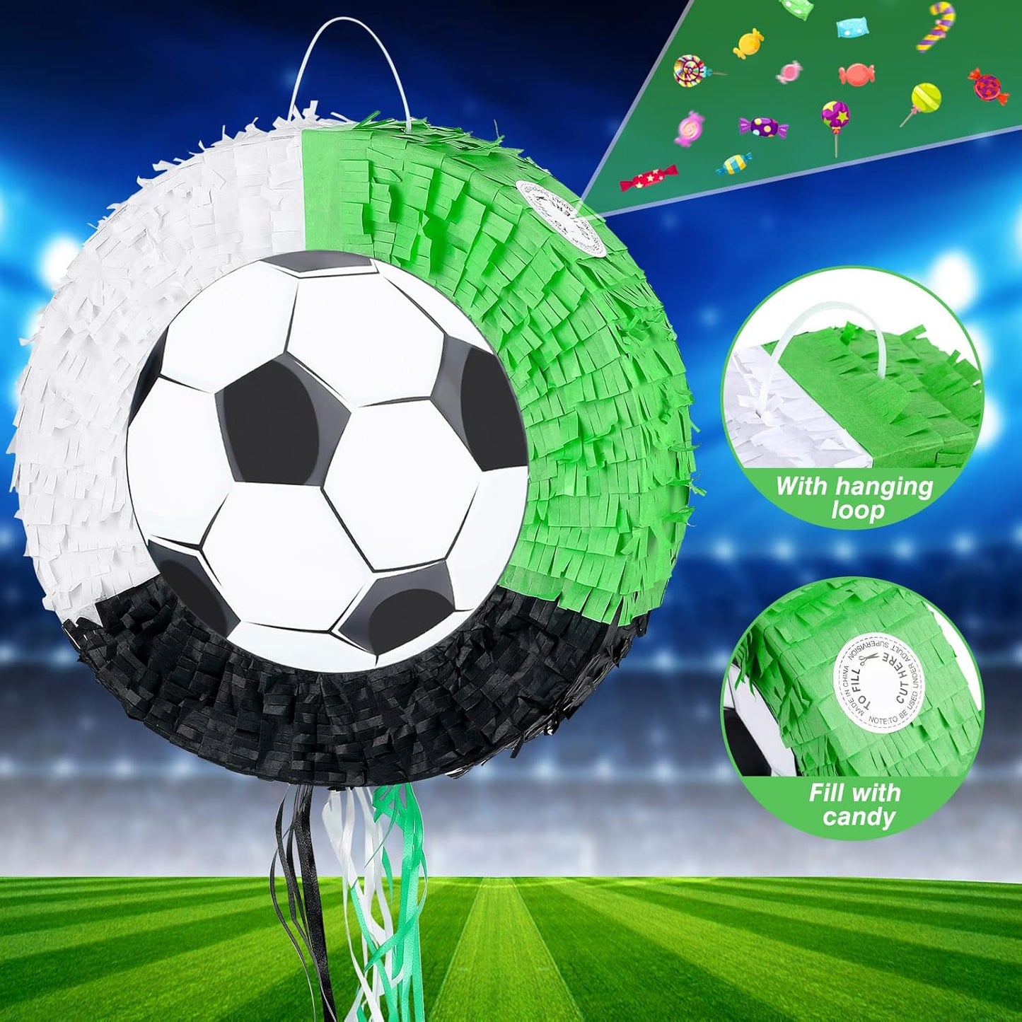 Deekin 3 Pcs Dart Piñata Set Include Large Dart Gun Shooting Target Piñata with Stick Eye Mask for Kids Birthday Party Game Favors Supplies 12.8x12.8 Inch