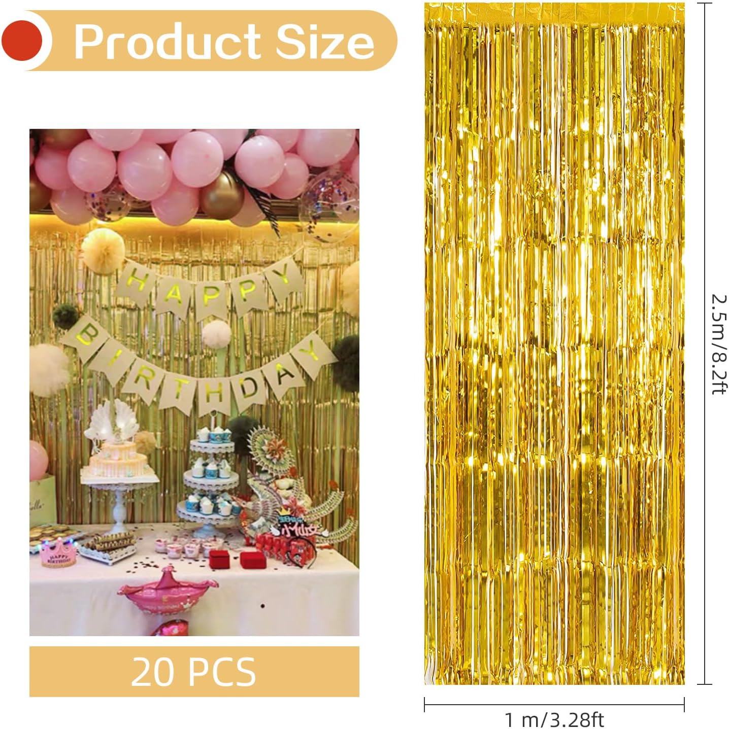 20 Pack Silver Foil Curtain Backdrop 3.2ft x 8.2ft Foil Fringe Backdrop Curtain Metallic Tinsel Foil Fringe Curtains Streamer Backdrop Curtains for Birthday Party Decorations Photo Booth (Silver)