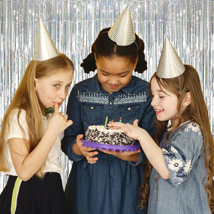 20 Pack Silver Foil Curtain Backdrop 3.2ft x 8.2ft Foil Fringe Backdrop Curtain Metallic Tinsel Foil Fringe Curtains Streamer Backdrop Curtains for Birthday Party Decorations Photo Booth (Silver)