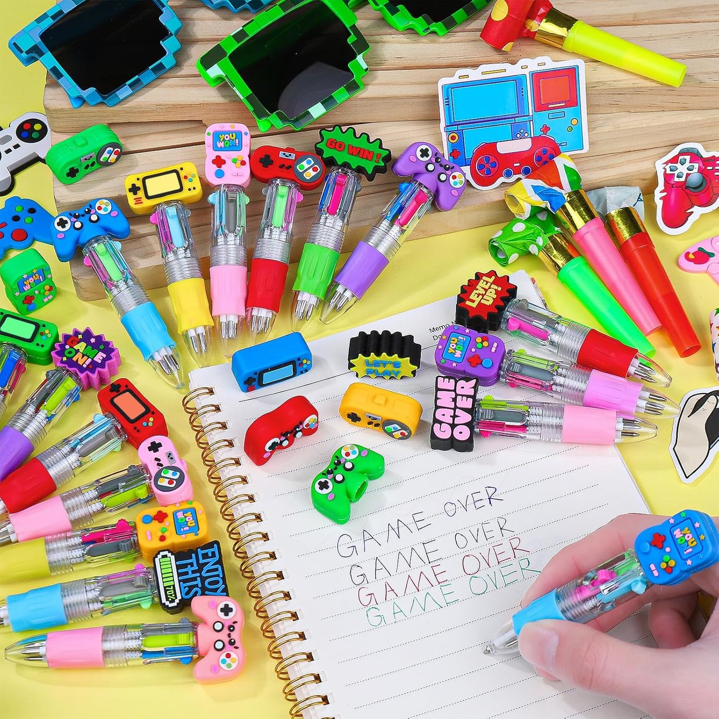 CZWZ 20Pcs Mini Multicolor Pens in One 4-in-1 Cute Pens Bulk for Kids, Fun Kawaii Ballpoint Pens for Birthdays and Children's Party Favors Gifts Teacher School Supplies
