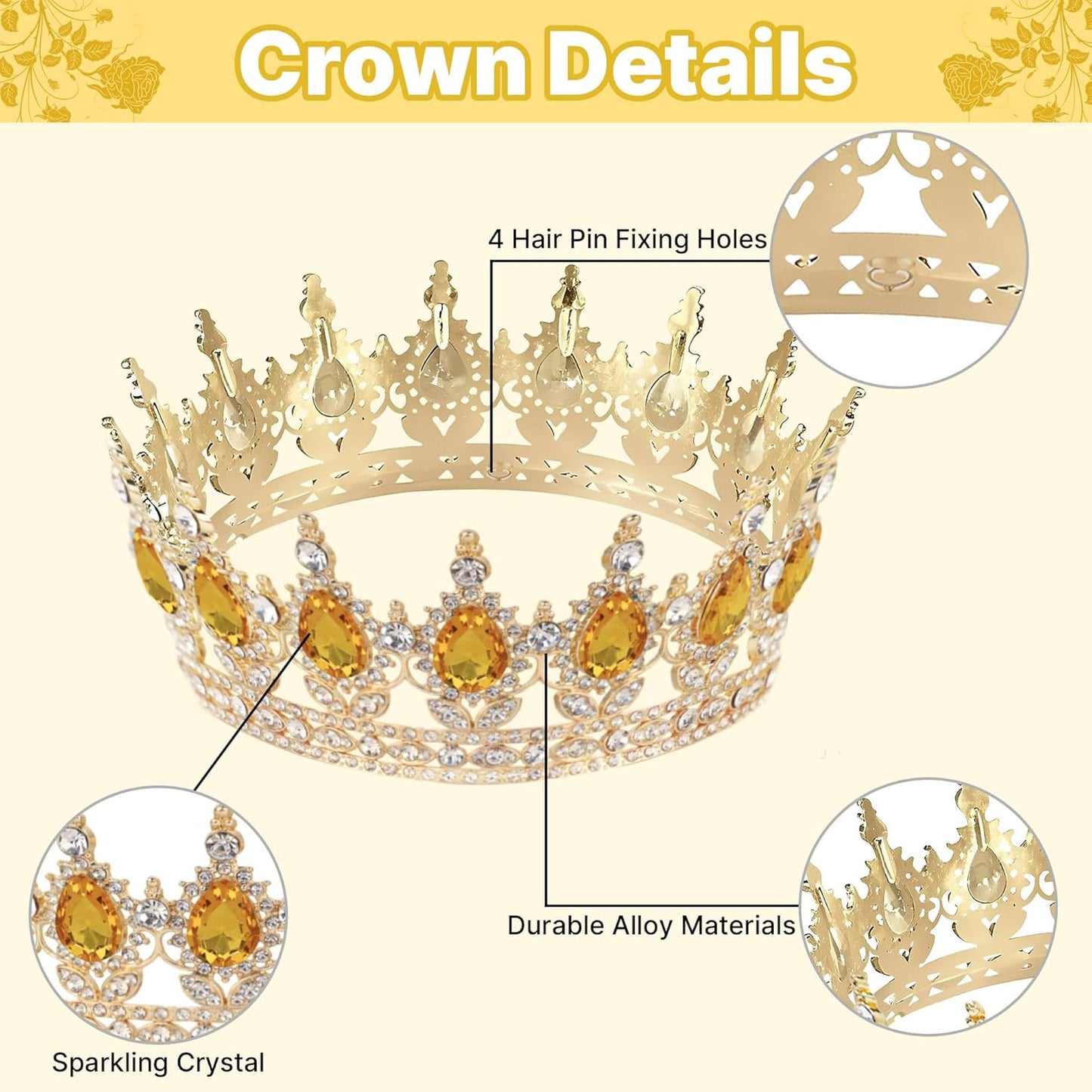 Crown Cake Topper, Balls Happy Birthday Cake Topper Pink Crown Birthday Candles Gold Butterflies, Corona Para Pastel, Cake Decorations for Birthday Wedding (Gold, Pink)