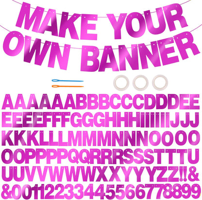 BEISHIDA 116 PCS A-Z DIY Letter Banner Kit Make Your Own Banner Including 111 Letters and Numbers 3 Rope and 2 Threading Device,Customized for Birthday Graduation Wedding Decor Black