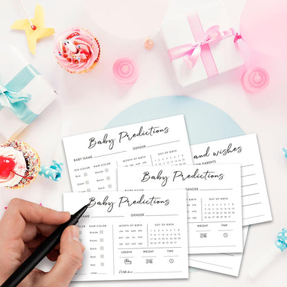 Baby Predictions and Advice Cards, 5" x 7" Pink Baby Shower Predictions Cards, Daily Party Games & Activities Favors for Newparents - G08