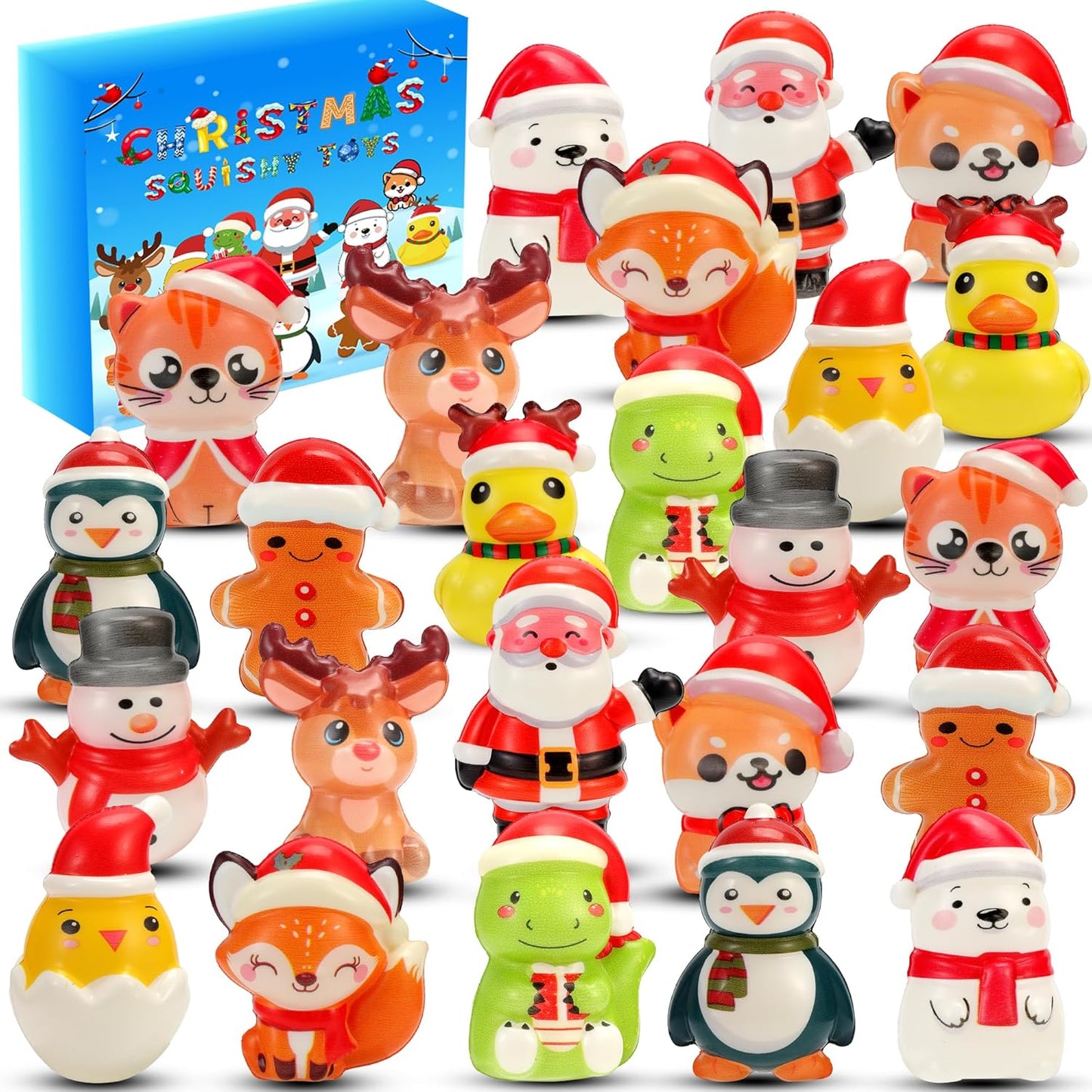 24PCS Party Favors for Kids, Animal Squishy Toys, Goodie Bag Pinata Fillers, Safari Wild Birthday Decorations, Treasure Chest Classroom Prizes,Easter Halloween Christmas Stocking Stuffers Gifts