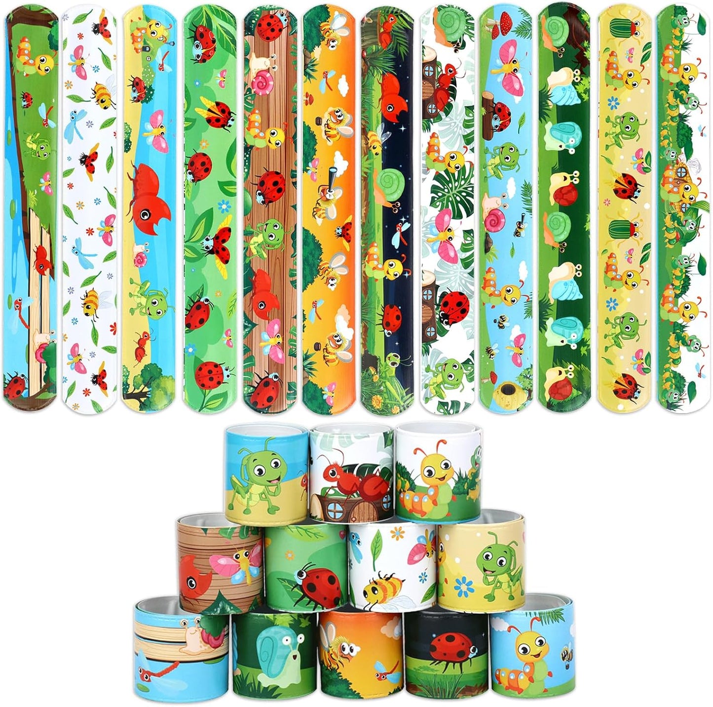 Serencatcher 48pcs Slap Bracelets Party Favors for Birthday Baby Shower Party Supplies Gifts