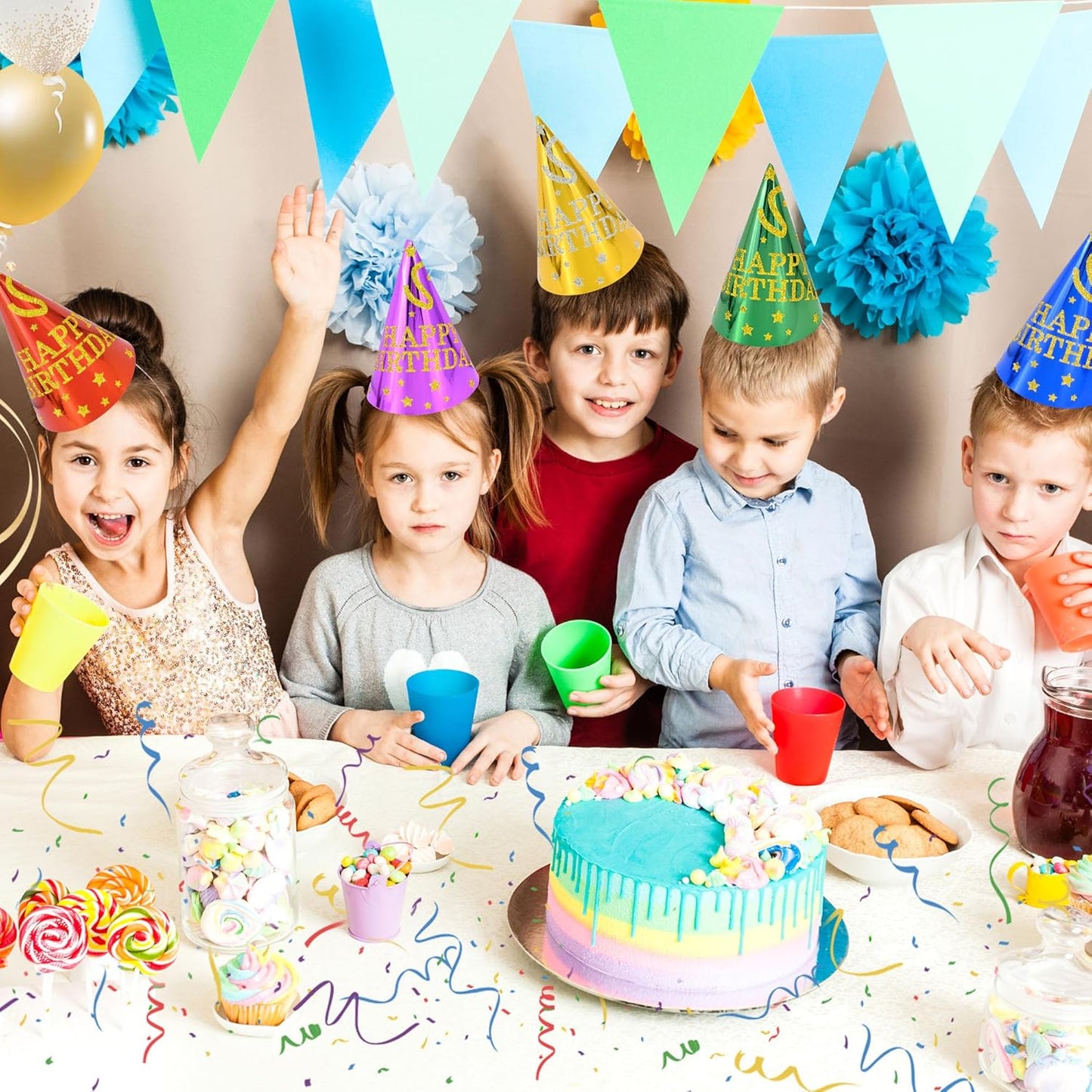 CANREVEL 12 PCS Party Hats for Adults, Party Headwear, Happy Birthday Hats, Birthday Party Decorations for Women Men