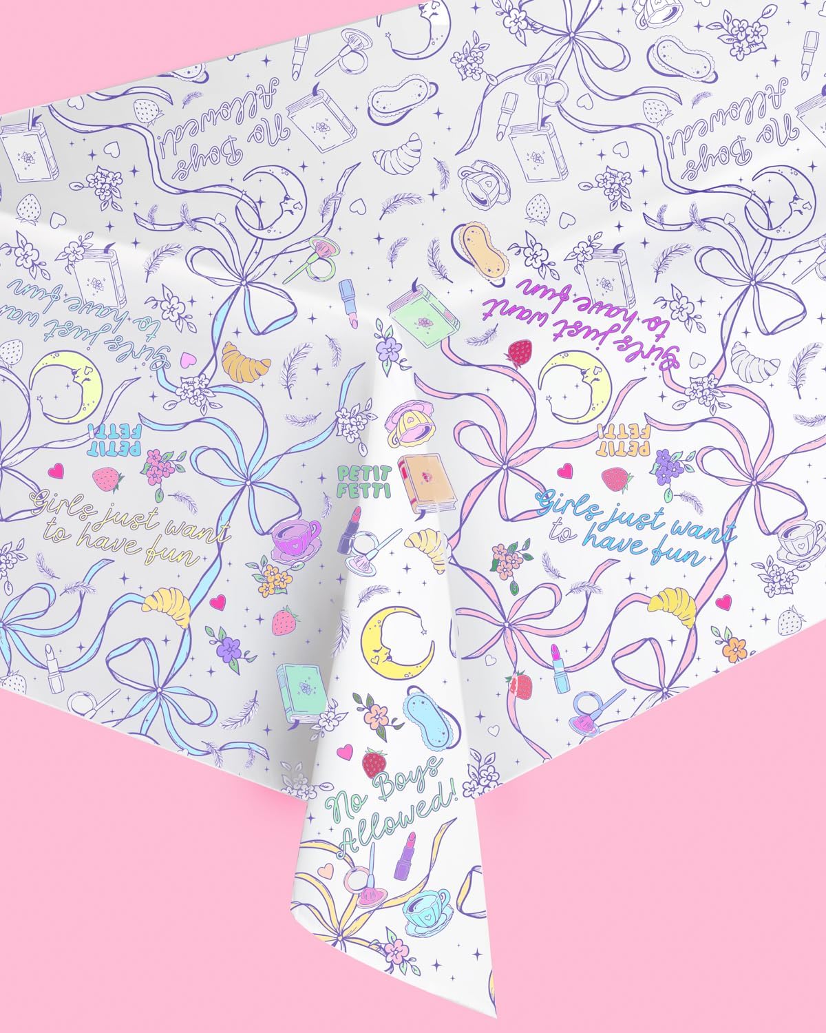 xo, Fetti Sleepover Paper Coloring Tablecloth - 9' x 4.5' | Birthday Party Decorations, Girls Tablescape, Movie Night Arts & Crafts, Kids Activity, Cute DIY Table Cover