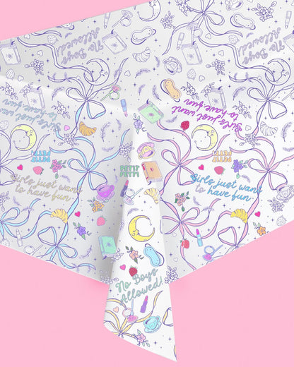 xo, Fetti Sleepover Paper Coloring Tablecloth - 9' x 4.5' | Birthday Party Decorations, Girls Tablescape, Movie Night Arts & Crafts, Kids Activity, Cute DIY Table Cover