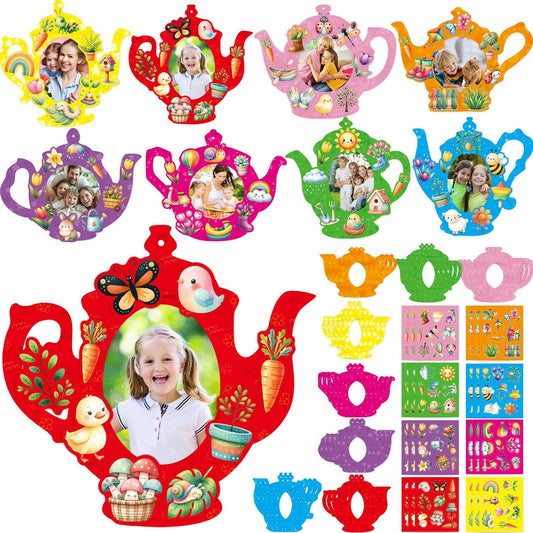 Treasure Cove Mother's Day Picture Frames Craft Happy Mother's Day Crafts for Kids DIY Tea Pot Photo Frames Spring Craft for Home Classroom Activities Party Decor 24Pcs