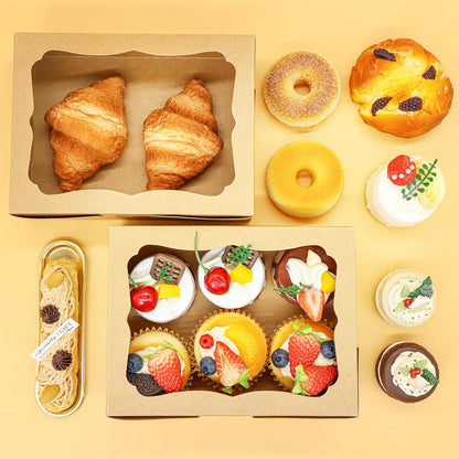 50pcs 8x5x2 Inch White Bakery Boxes Cookie Boxes with Window Treat Boxes Dessert Boxes for Cookie,Pastry,Macaron,Donut,Muffins,Chocolate,Cupcake and Candy Gift Giving