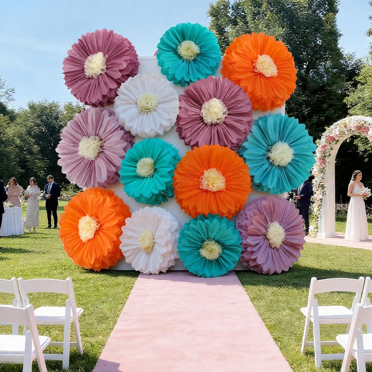 Chunful 5 Pcs 30'' 24'' Gaint Pastel Tissue Paper Flowers Decoration Large Hanging Tissue Paper Pom Poms Decor for Pastel Birthday Bachelorette Wedding Baby Shower Bridal Shower Easter Party Decor