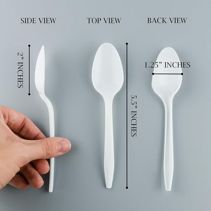 Plasticpro Cutlery Plastic Combo Sets Medium Weight Disposable Silverware White (1000 Count)