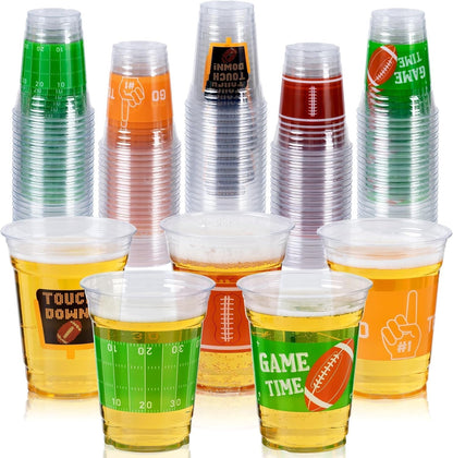 GuassLee 50 Luau Cups for Hawaiian Luau Party Decorations, 12 OZ Tiki Tropical Plastic Disposable Cups for Pool Flamingo Tiki Birthday Party Decor Supplies