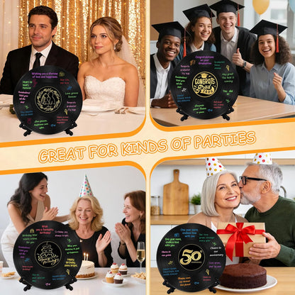 2 Pack Vinyl Record Graduation Guest Book Alternative,Graduation Guest Book Graduation Sign in Book, Congrats Grad Guest Book with Holders Pens Signs for Graduation Party Wedding Birthday