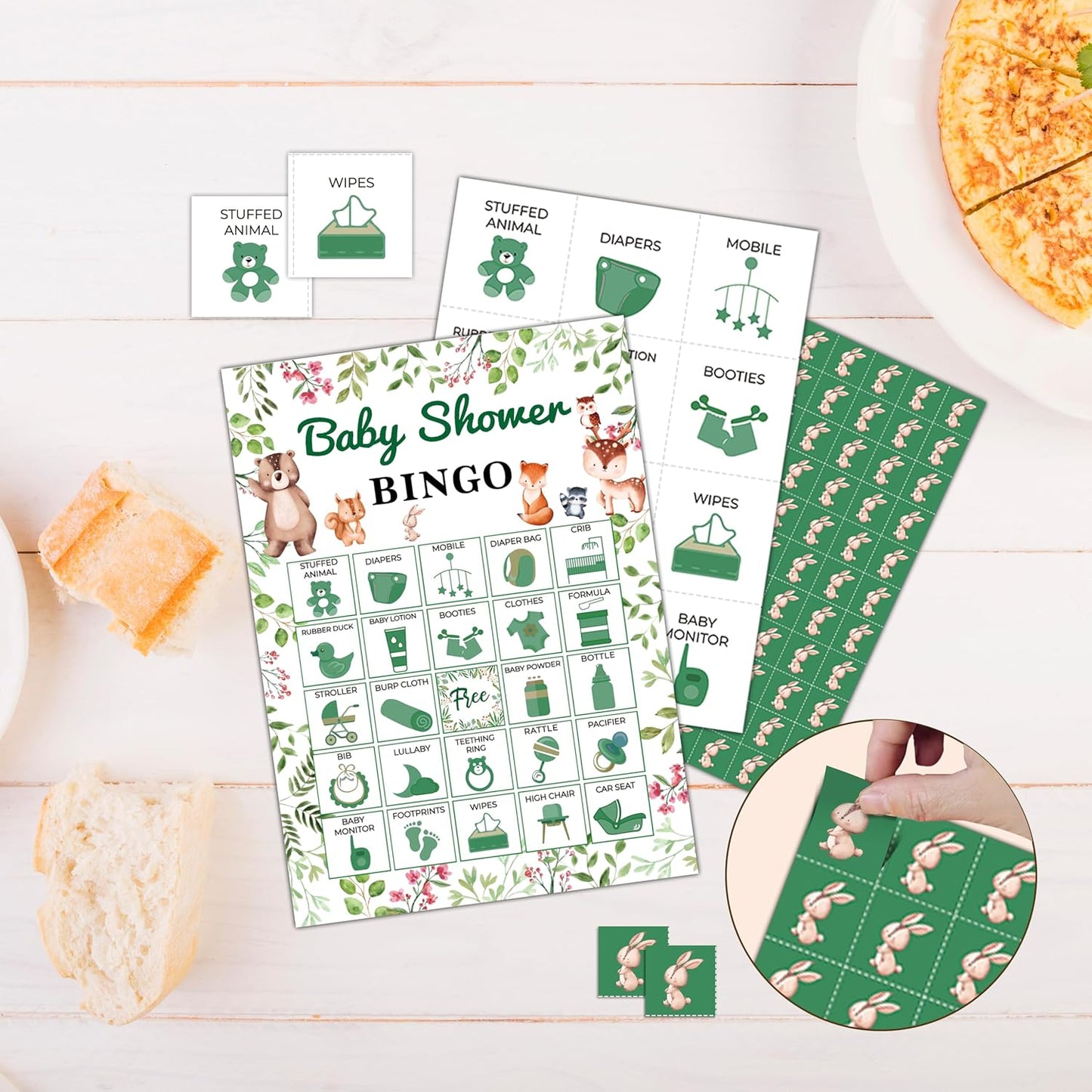 Baby Shower Bingo Game Cards, Jungle Safari Baby Shower Bingo, Wild Animals Gender Reveal Party Favors Supplies, Game Sets for Adults Large Group Party Activities for Family -A07