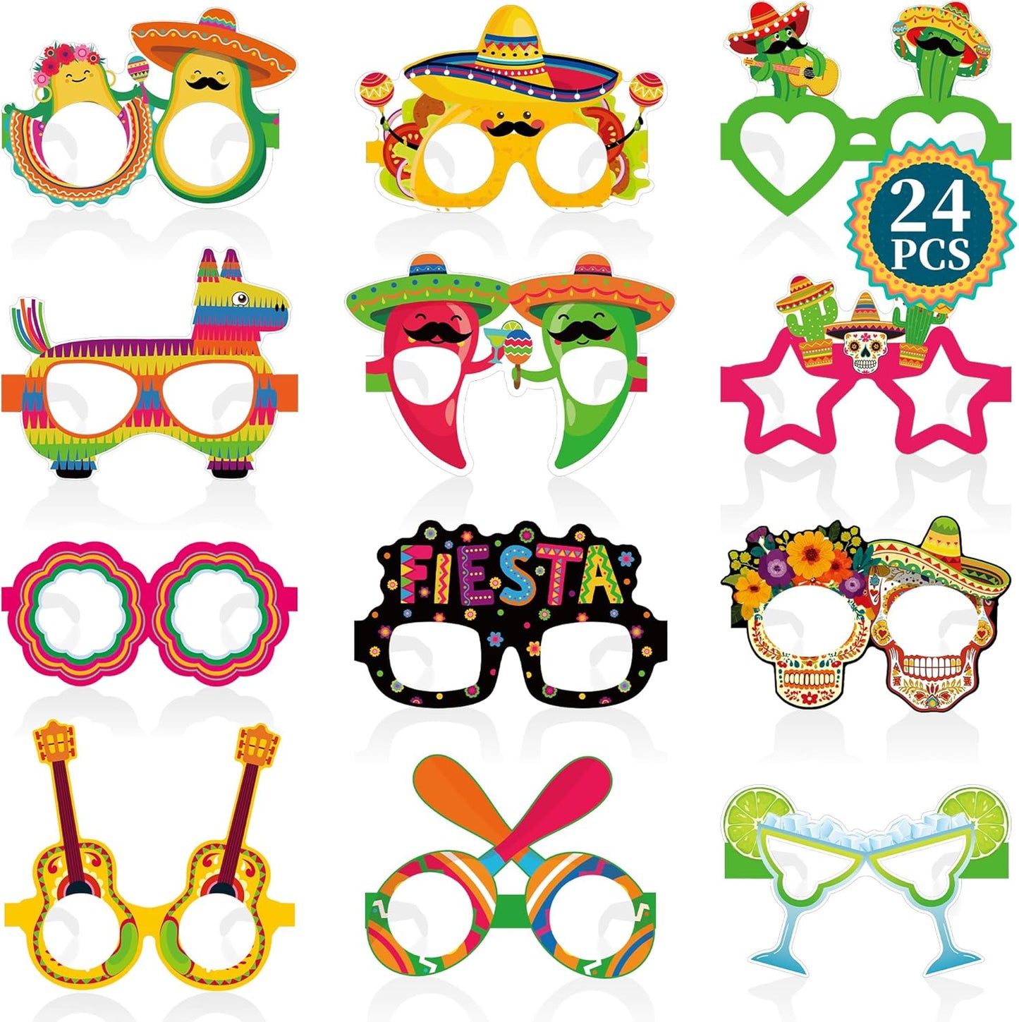 24PCS Hawaiian Party Decorations, Hawaiian Cardboard Glasses Bulk, Luau Party Sunglasses Frame Tropical Dress Pool Props Accessories, Hawaii Carnival Summer Pool Party Decorations for Women Men