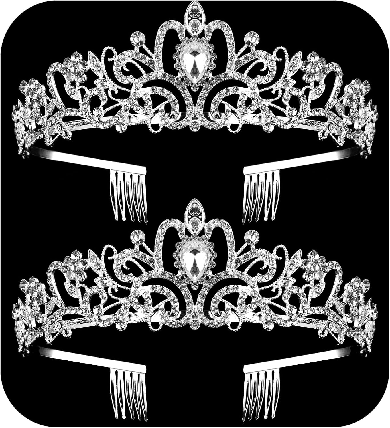 Crystal Tiara Crowns For Women Girls Princess Elegant Crown with Combs Women's Headbands Bridal Wedding Prom Birthday Party