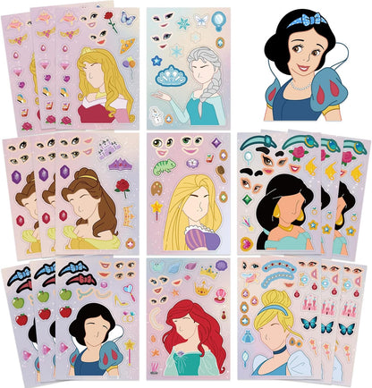 24 Sheets Cool Monster Sticker Cute Cartoon Charaters Make Your Own Sticker, Make a Face Stickers Party Favors Activities Gifts (c)