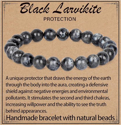 LPBeads Handmade Natural Gemstone Stretch Elastic Bracelet Healing Crystal Round Stone Beads Jewelry Gifts for Women Men