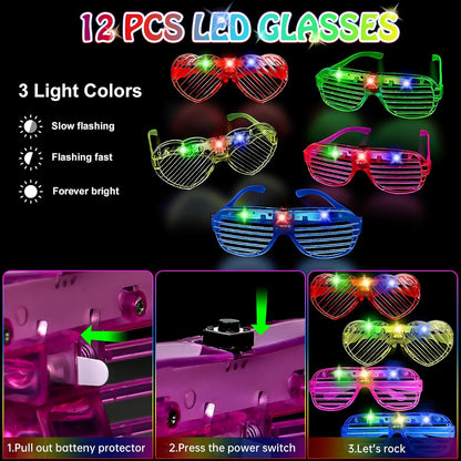 Light Up Glow Sticks Fidget Pop Tubes, 24 Pack Glow in The Dark Party Supplies Toddler Sensory Toys, Glow Stick Thanksgiving Christmas Party Favors Party Pack Gifts for Kids