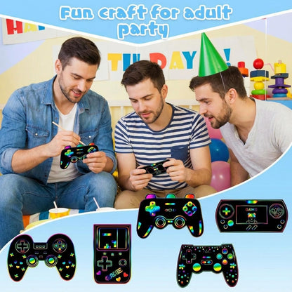 RoundFunny 60 Pieces Video Game Scratch Cards for Man Gamer Party Favors Scratch Crafts Paper Party Ornaments for Adult Birthday Goodie Bag DIY Activities