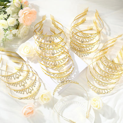 24 Pcs Crystal Tiara Crowns for Women Bulk Rhinestone Princess Headband Crown with Combs Tiaras for Pageant Bridal Shower Wedding Birthday Prom Party Gifts