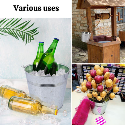 3 PCS 15.3 x 9 x 6 inches White Metal Galvanized Tub with Iron Handles, 3 Gallon Beverage Tubs for Parties, Large Ice Buckets for Beer, Wine, Cocktails & Outdoor Events