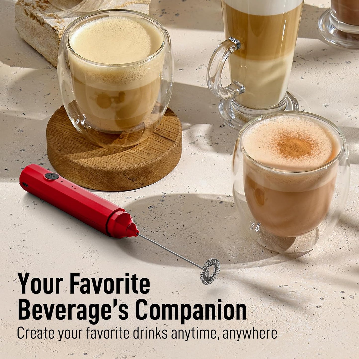 Zulay Kitchen Powerful Milk Frother AA Batteries Included – Ultra Fast Handheld Drink Mixer with Stainless Steel Whisk Stirrer for Coffee, Protein, Matcha & More, Frother Wand Electric Frothmate Black - Colors E