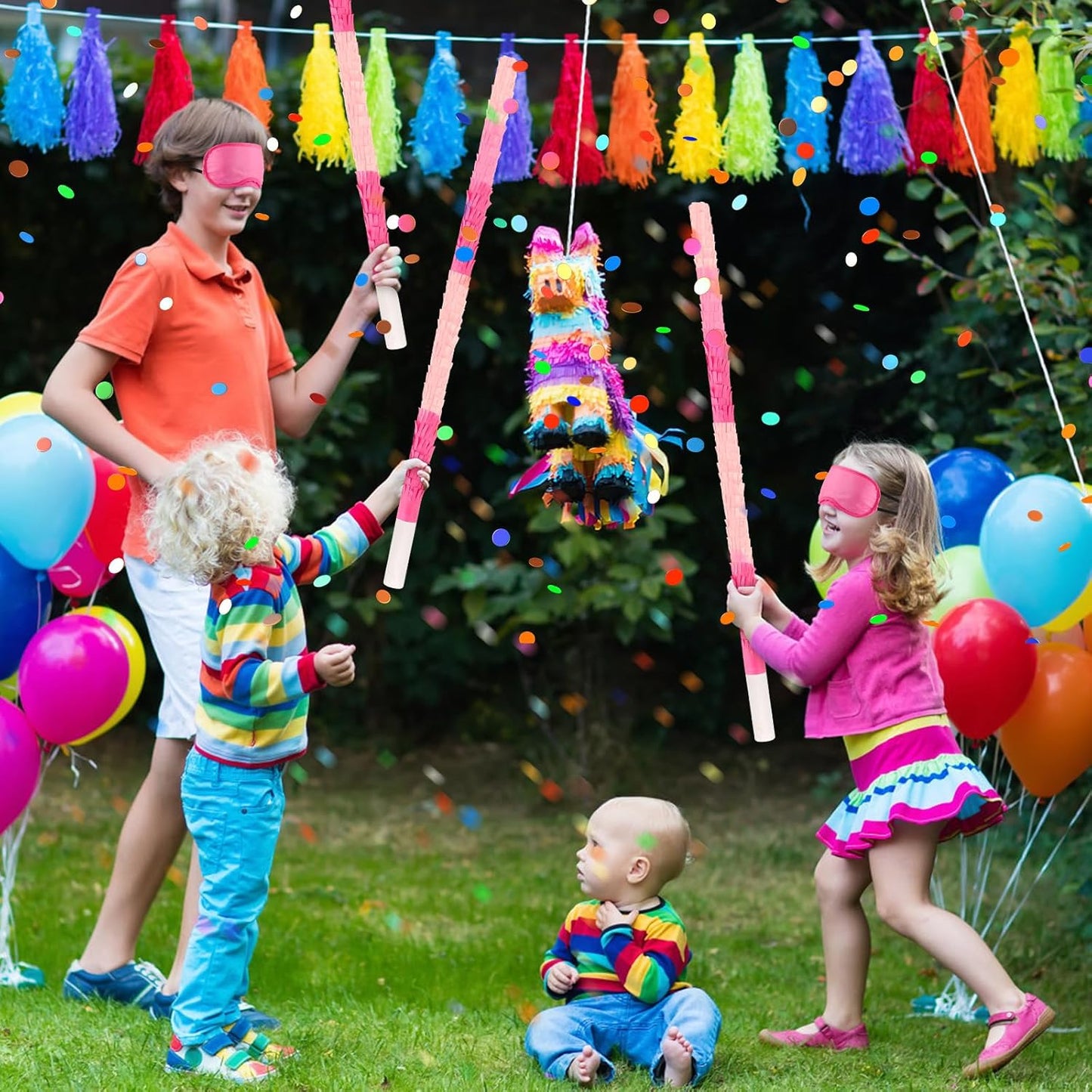 Dinosaur Pinata - Dinosaur Decorations with a Blindfold and Bat for Boys Girls Animal Themed Birthday Party Kids Classroom Game Decorations Supplies (15.7 x 11.4 x 3.1 Inches)