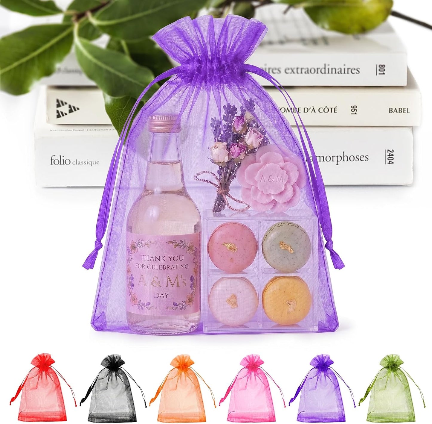 ANZNKU 50PCS Organza Bags 6x9 Large White Gift Bags for Candy Goodie Sachet Jewelry, Mesh Bag Drawstring Sheer Packaging Pouches for Wedding Favors Mother's Day Birthday Party Baby & Bridal Shower