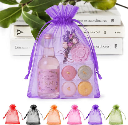 ANZNKU 50PCS Organza Bags 6x9 Large White Gift Bags for Candy Goodie Sachet Jewelry, Mesh Bag Drawstring Sheer Packaging Pouches for Wedding Favors Mother's Day Birthday Party Baby & Bridal Shower