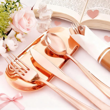 Liacere 100 Pack Silver Plastic Silverware-Pre Wrapped cutlery and Napkin-Pre Rolled Silverware Disposable 100 Forks, 100 Knives 100 Spoons, 100 Napkins Plastic Utensils＆Wedding