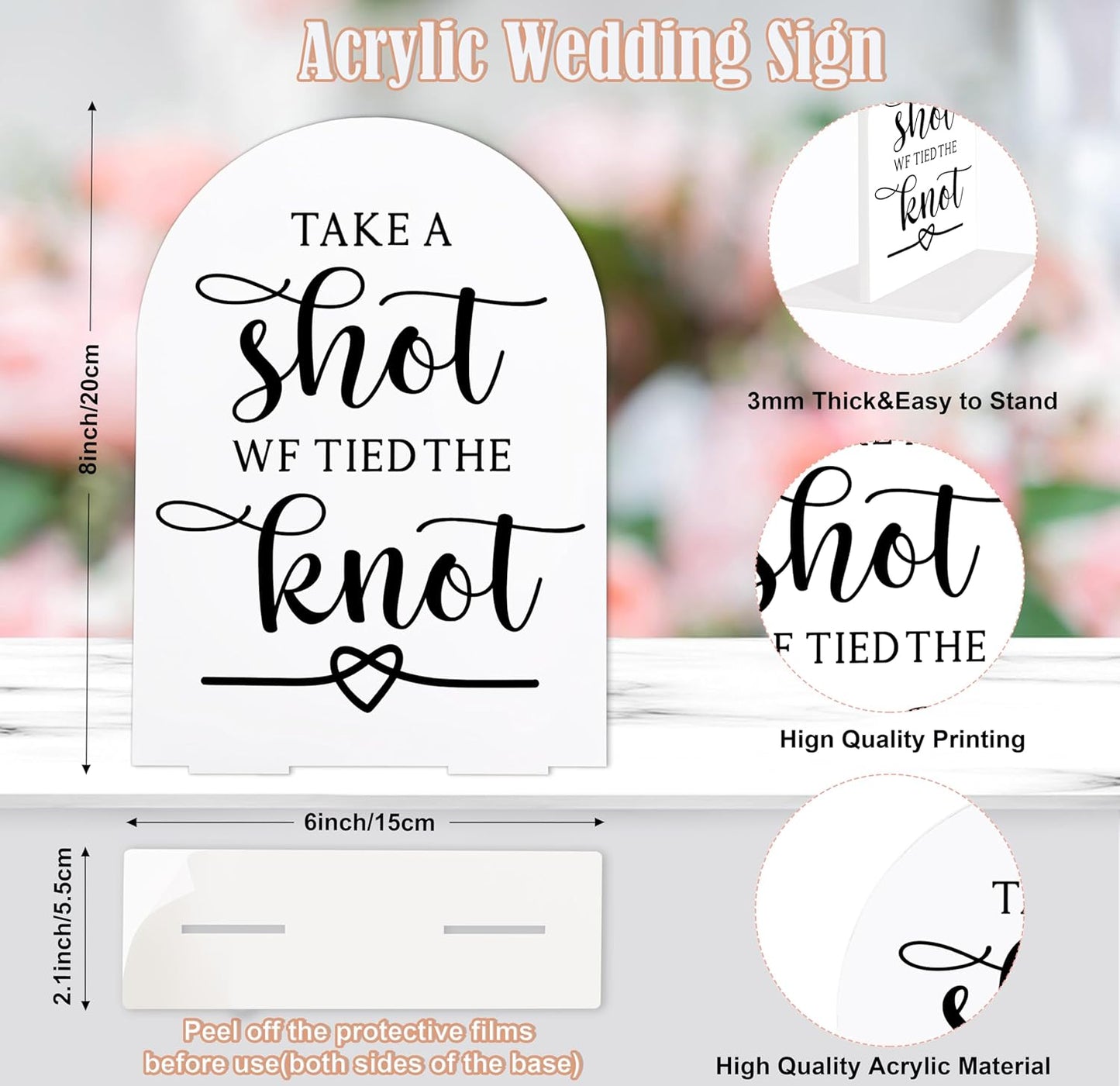Sign Our Bible Wedding Sign, White Acrylic Wedding Guest Book Sign, Bridal Shower Decor, Elegant Arch Acrylic Table Top Signs for Reception Marriage Engagement Party Decorations