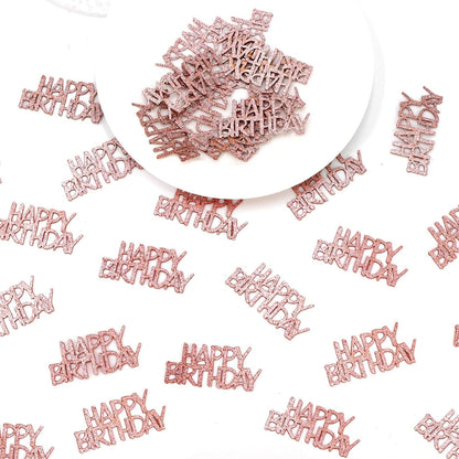 Pink Happy Birthday Confetti - Girl Birthday Party Decorations - Light Pink Glitter Scatters for Baby Girl Party Table Decor Supplies - 100PC