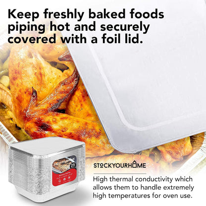 Stock Your Home Aluminum Pans 9x13 Disposable Foil Pans (30 Pack) - Half Size Steam Table Deep Trays - Tin Foil Pans Great for Cooking, Heating, Storing, Prepping Food
