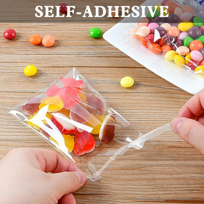 350 Pcs 4x6" Clear Cookie Treat Bags, Self-Sealing Resealable Cellophane Dessert Wrapper - Perfect for Gift Giving & Party Favors