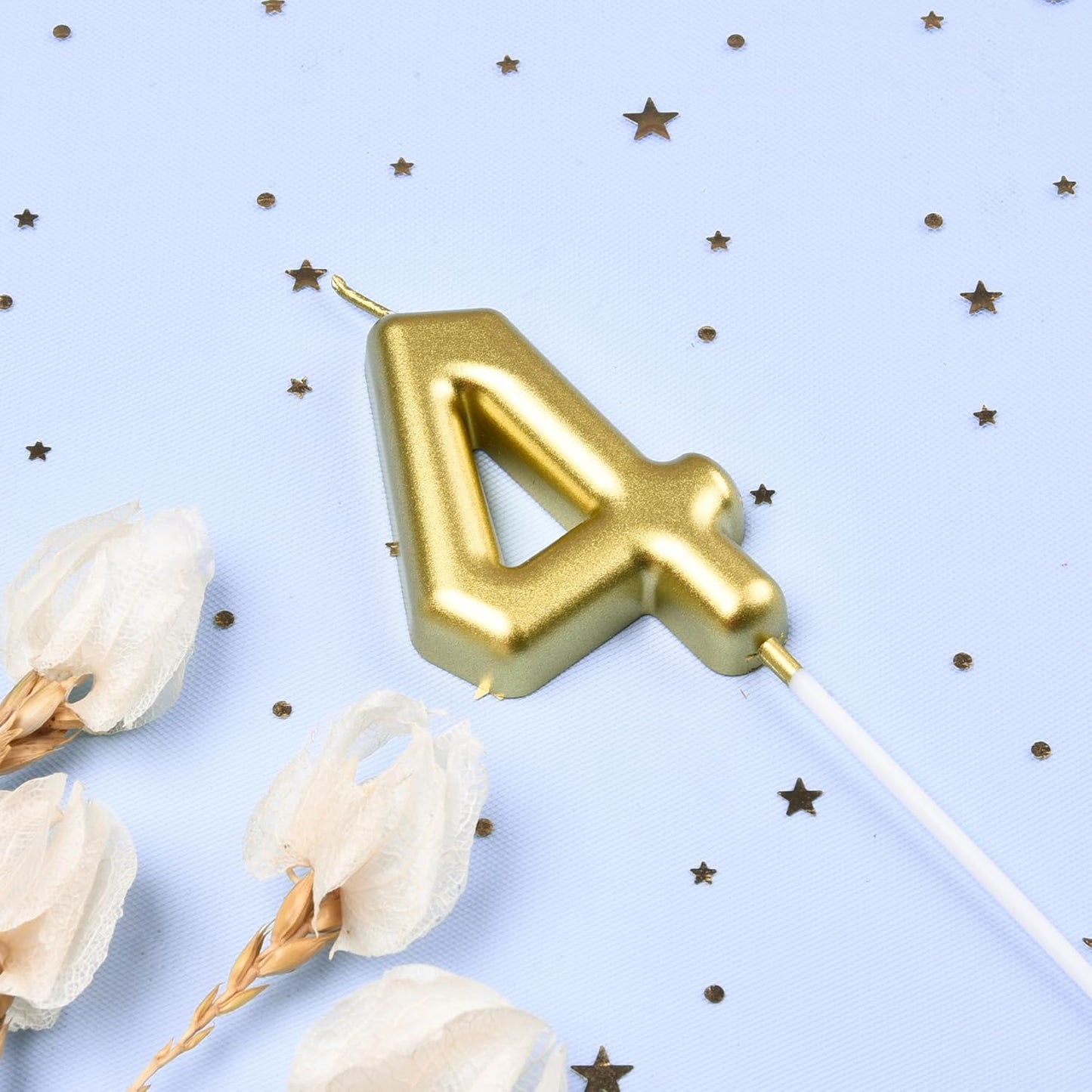 2.76 Inch Classical Gold 5 Number Birthday Candles, Gold Number Candles, Cake Number Candles, Party Celebration
