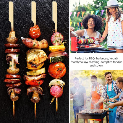 4.7 Inch Bamboo Skewers, 300 PCS Bamboo Paddle Wood Picks, Toothpicks for Appetizers, Cocktail Picks for Drinks, Food Picks, BBQ, Sandwich, Barbecue Snacks.